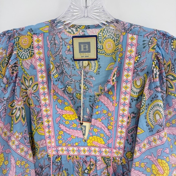 Bell By Alicia Bell Angel Top Blouse Cotton Silk Blue Pink Size S - Picture 3 of 11